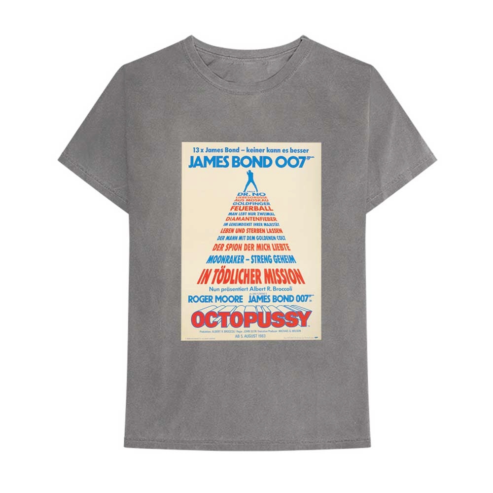 James Bond - Octopussy German Poster Tshirt Homme - Gris